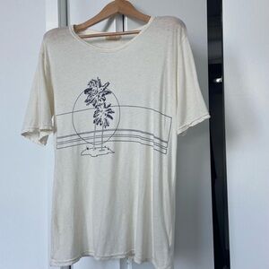 All Things Fabulous - Cotton/Linen Tee Shirt - Made Venice CA - Size S Ivory